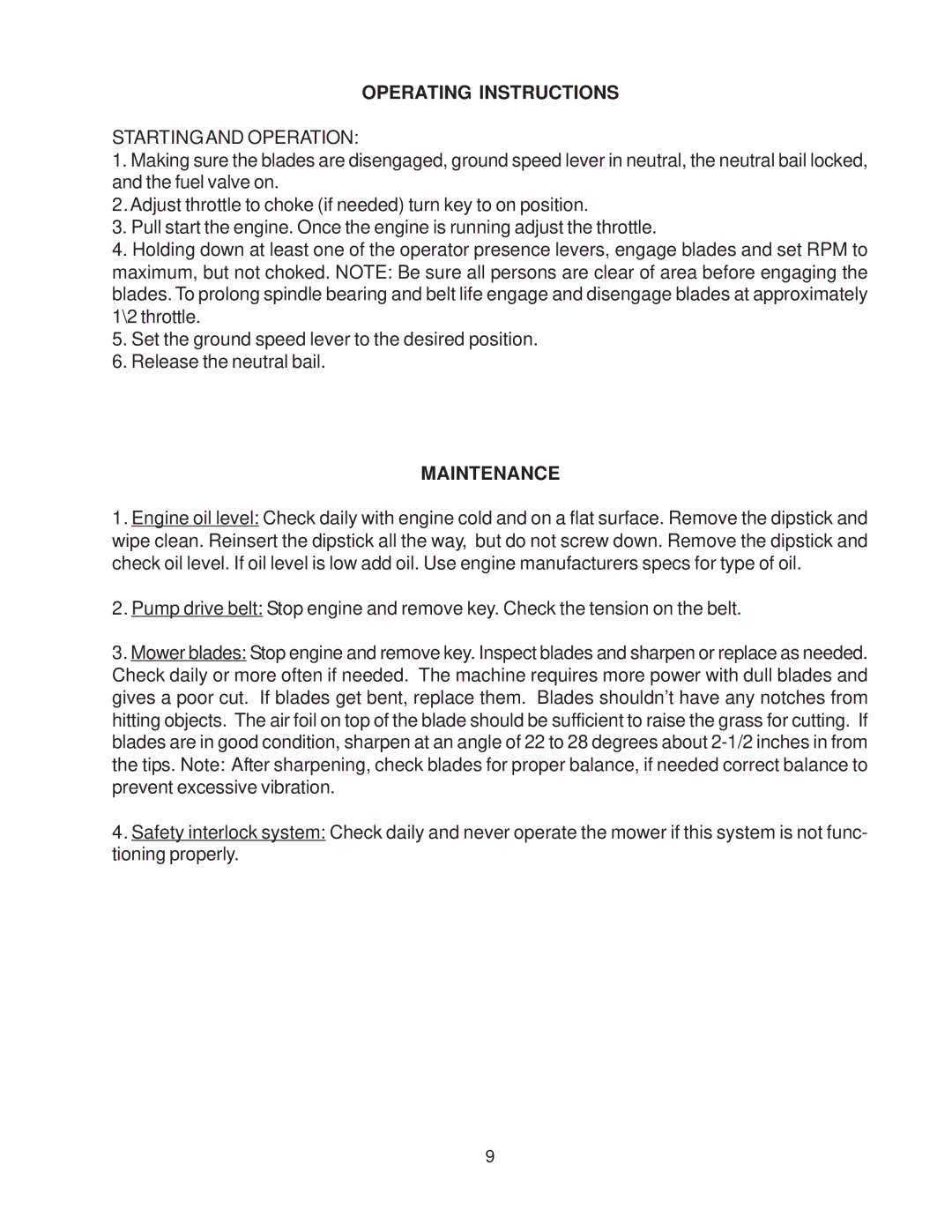 Husqvarna WHF5218ETS, WHF4818ETS, WHF4215ETS manual Operating Instructions, Startingand Operation 