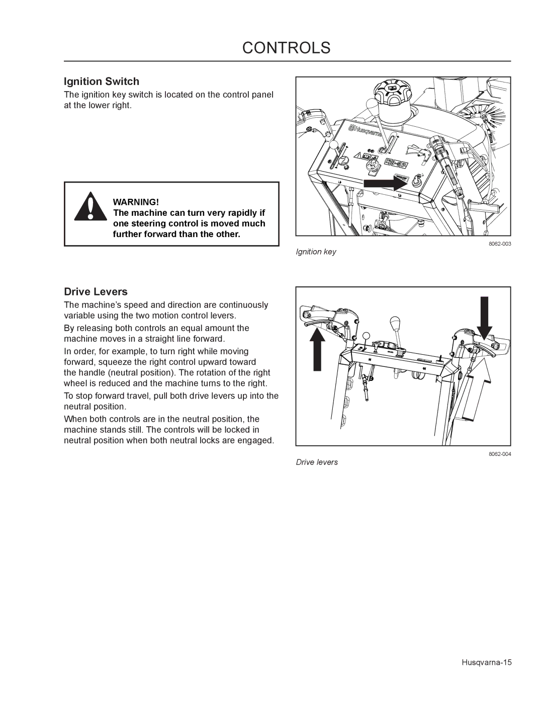 Husqvarna WHF5223 / 966947006, WHF6123 / 966947007 manual Ignition Switch, Drive Levers 