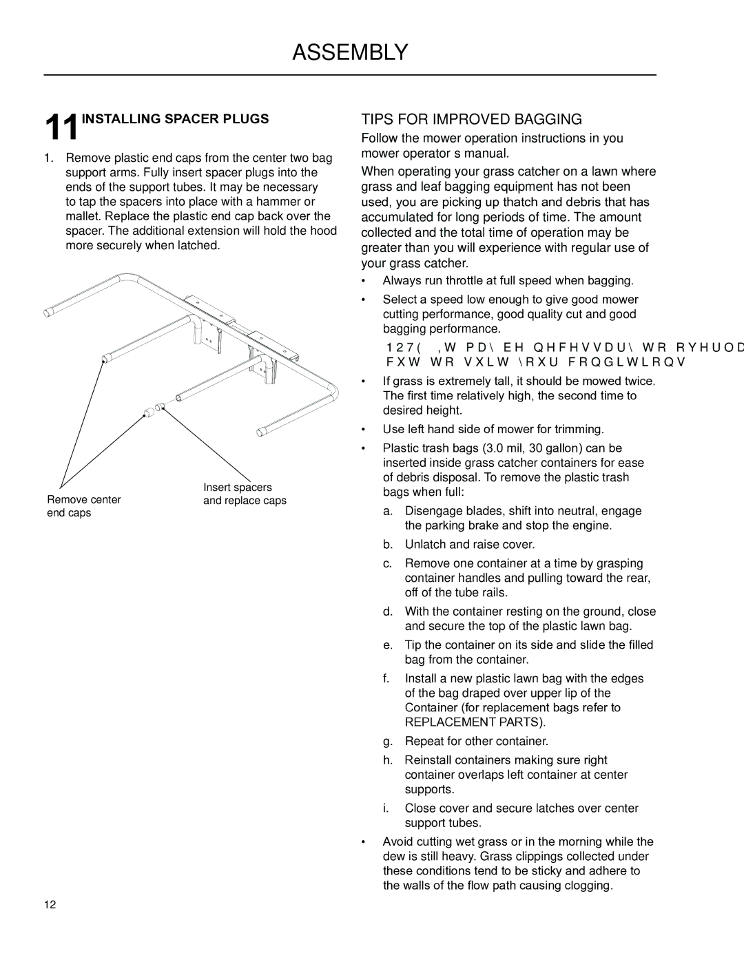 Husqvarna 2345 XLS, XOUS2009 manual Tips for Improved Bagging, 11INSTALLING Spacer Plugs 