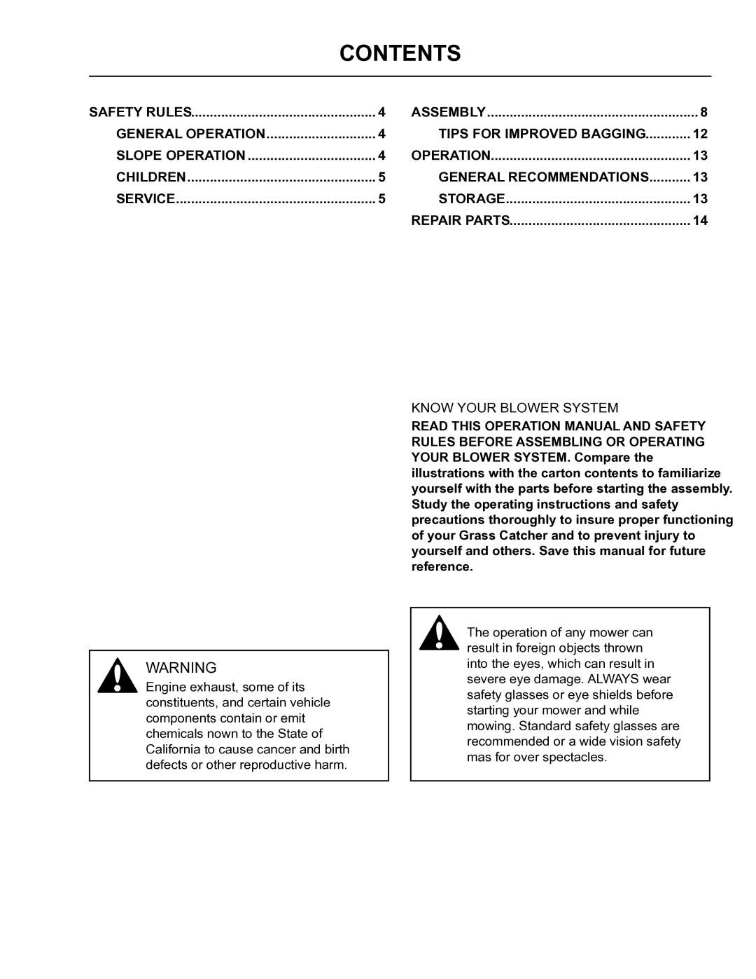 Husqvarna XOUS2009, 2345 XLS manual Contents 