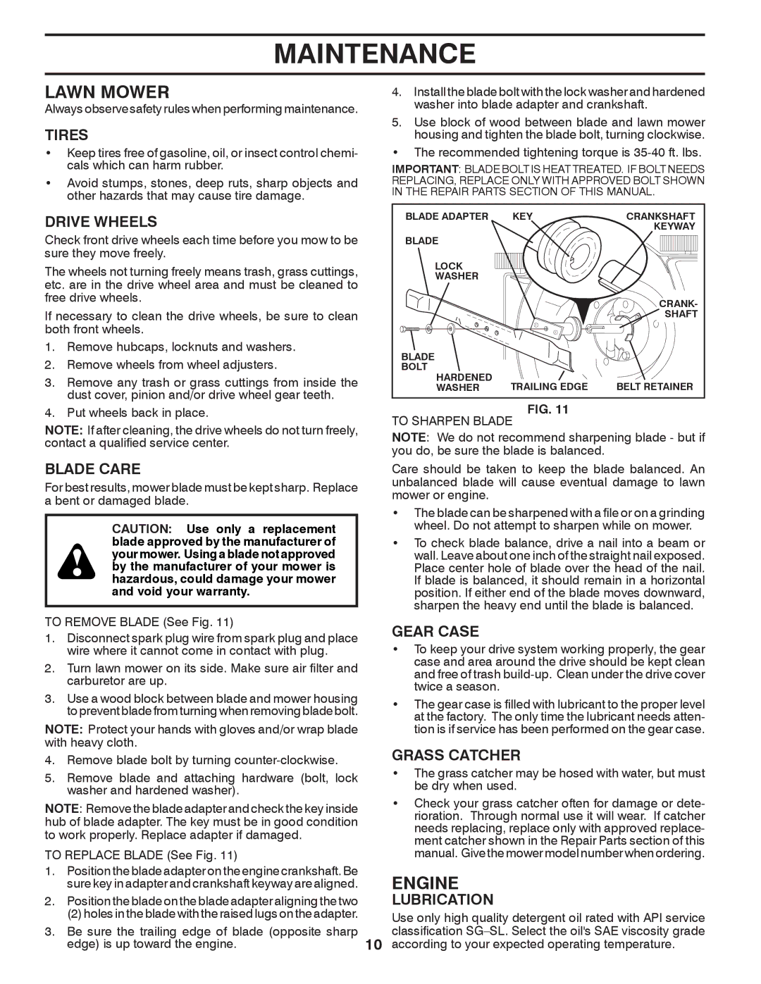 Husqvarna XT722FE owner manual Lawn Mower, Engine 