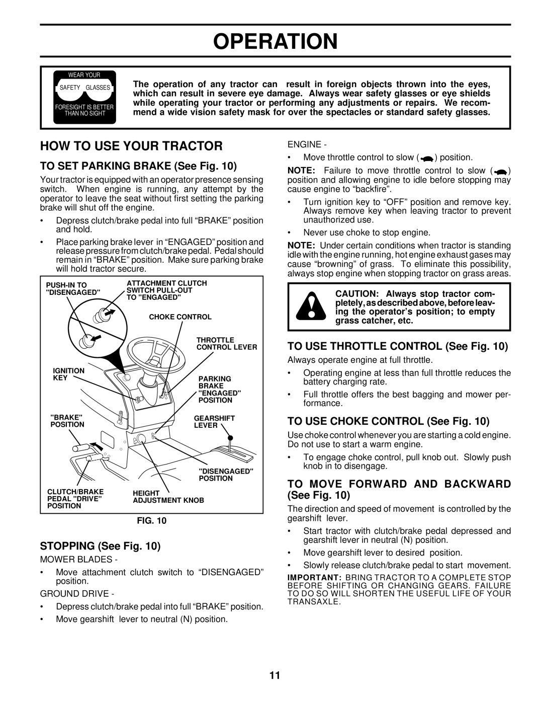 Husqvarna YT180 owner manual HOW to USE Your Tractor 