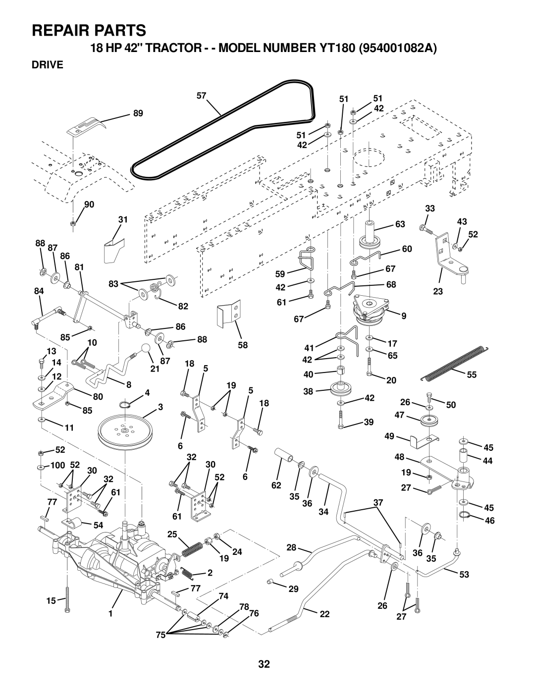 Husqvarna YT180 owner manual Drive 