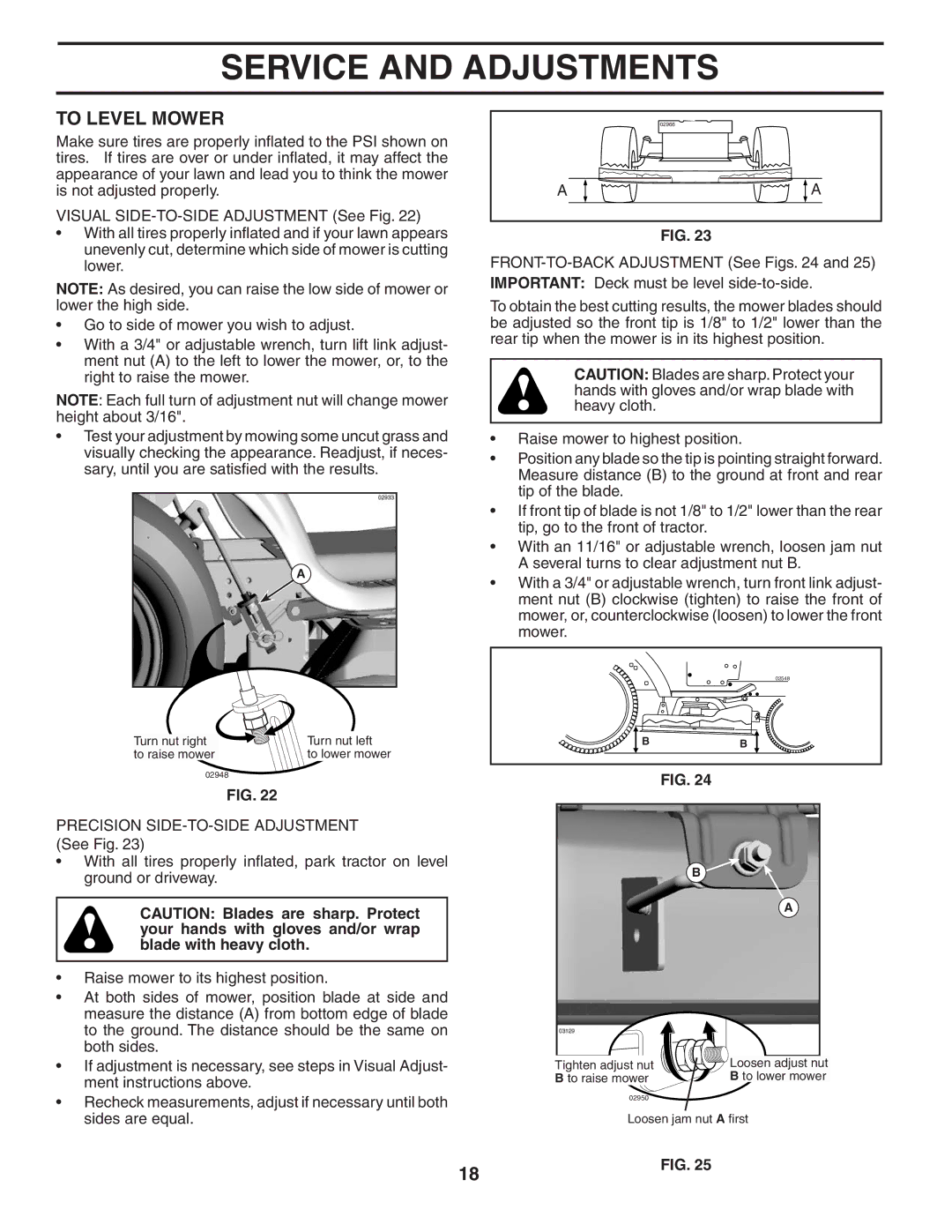 Husqvarna YT1942T owner manual To Level Mower 