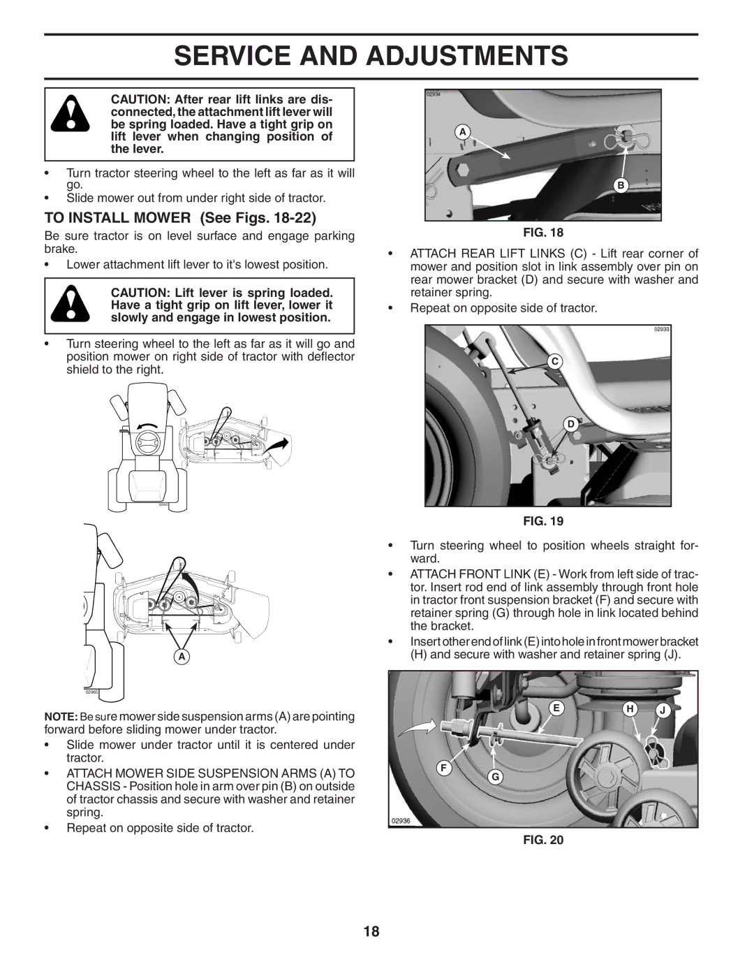 Husqvarna YTH 2448 T owner manual To Install Mower See Figs 