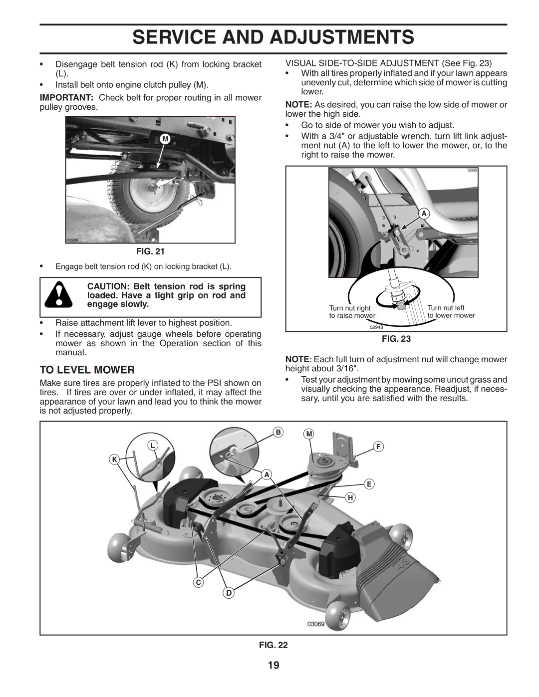 Husqvarna YTH 2448 T owner manual To Level Mower 