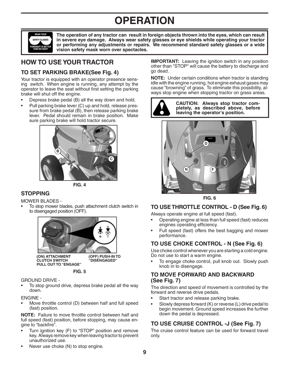 Husqvarna YTH 2448 T owner manual HOW to USE Your Tractor, Stopping 