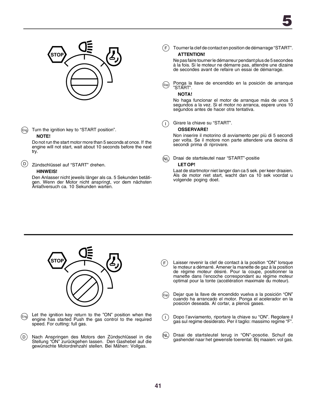 Husqvarna YTH130 instruction manual Hinweis 