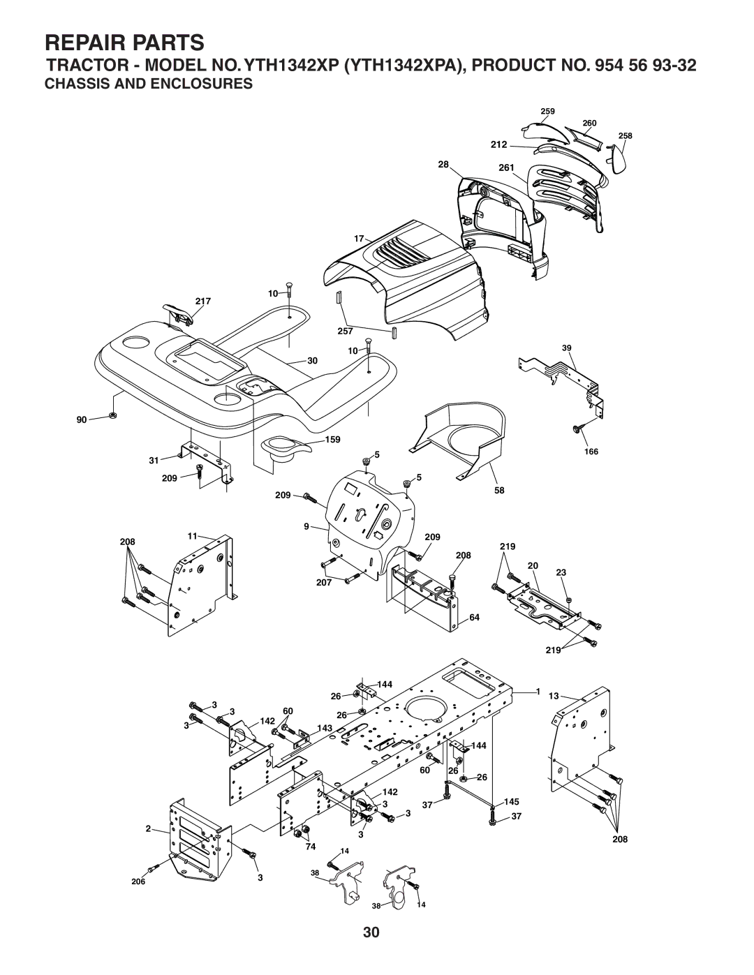 Husqvarna YTH1342XP owner manual Chassis and Enclosures 