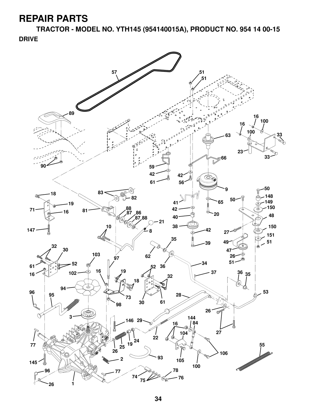 Husqvarna YTH145 owner manual Drive 