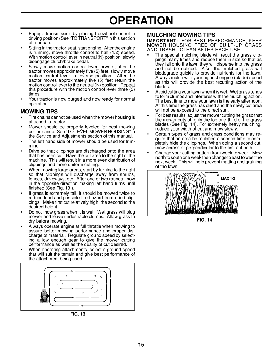 Husqvarna YTH150 owner manual Mulching Mowing Tips 