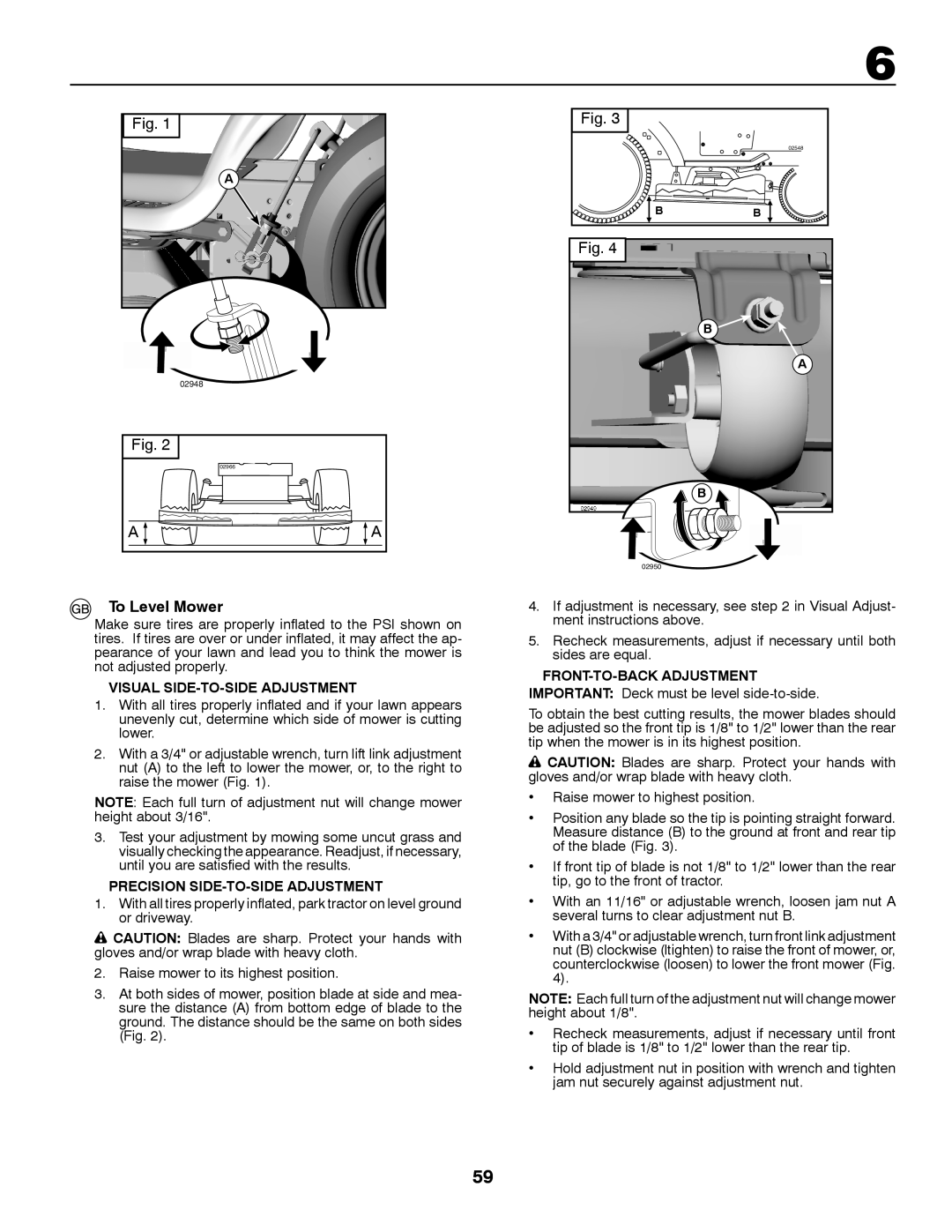 Husqvarna YTH150TWIN instruction manual To Level Mower, Visual SIDE-TO-SIDE Adjustment, Precision SIDE-TO-SIDE Adjustment 