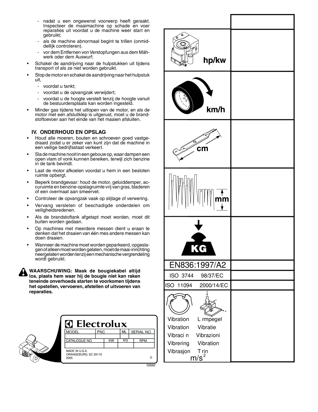 Husqvarna YTH150XP instruction manual EN8361997/A2, IV. Onderhoud EN Opslag 