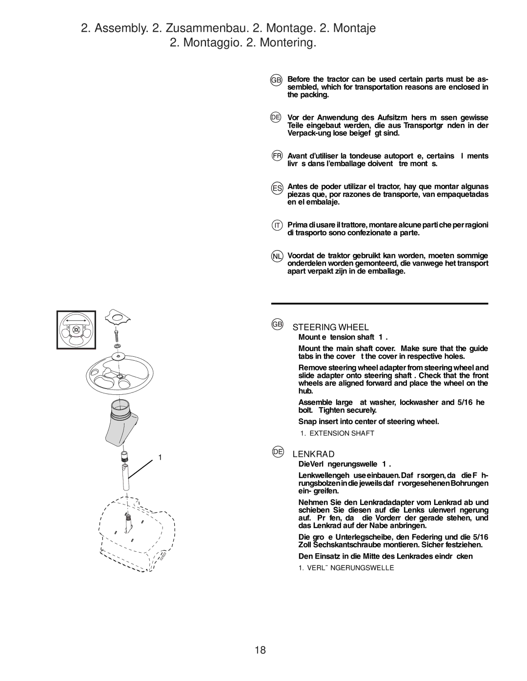 Husqvarna YTH150XP instruction manual Steering Wheel, Lenkrad 