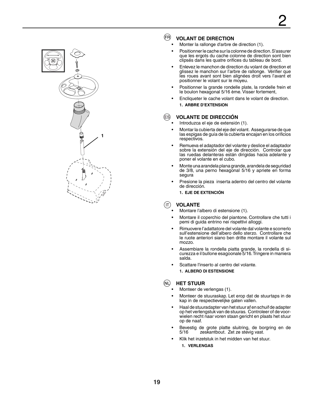 Husqvarna YTH150XP instruction manual Volant DE Direction, Volante DE Dirección, HET Stuur 