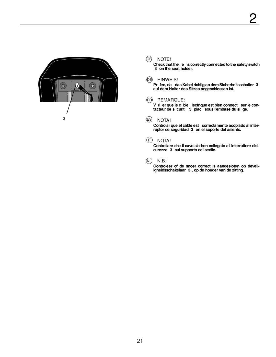 Husqvarna YTH150XP instruction manual Hinweis, Remarque, Nota 