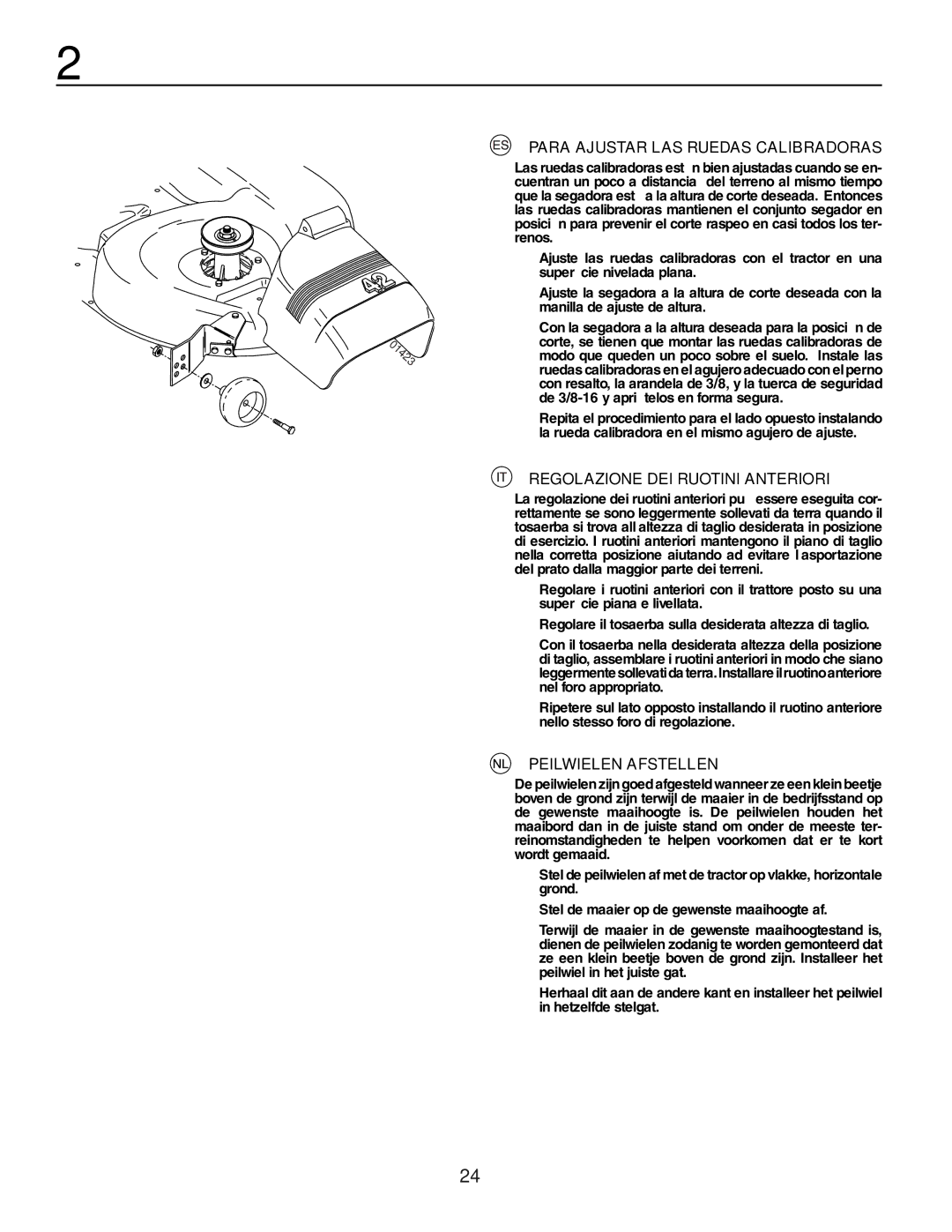 Husqvarna YTH150XP Para Ajustar LAS Ruedas Calibradoras, Regolazione DEI Ruotini Anteriori, Peilwielen Afstellen 