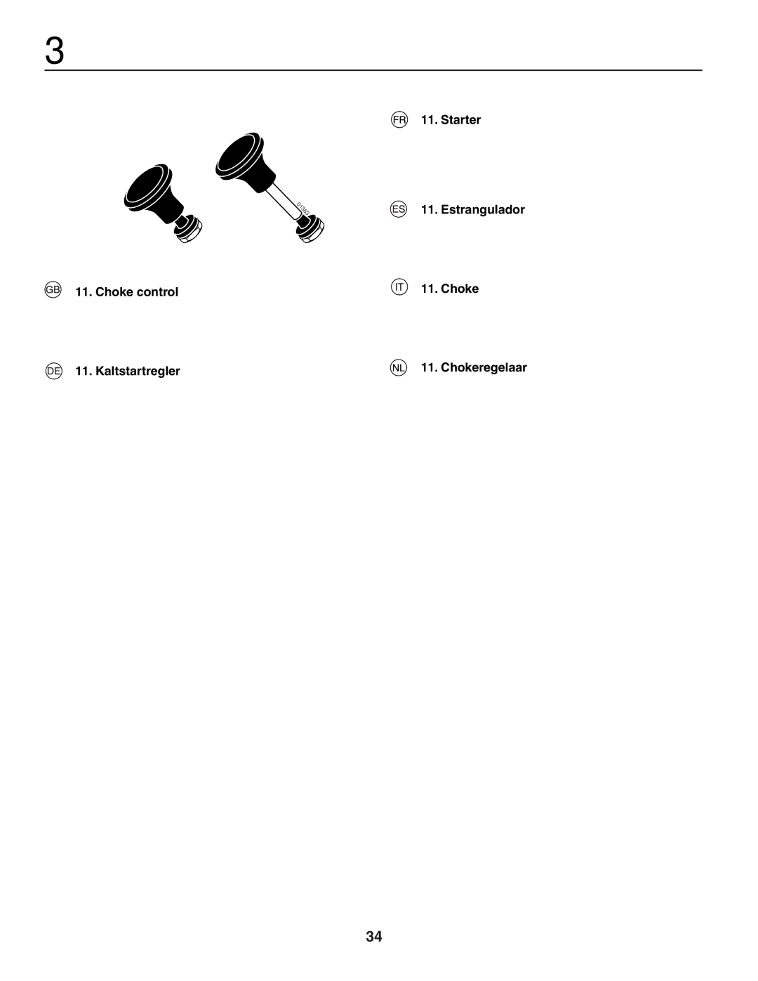 Husqvarna YTH150XP instruction manual Choke control, Kaltstartregler, Starter, Estrangulador, Chokeregelaar 