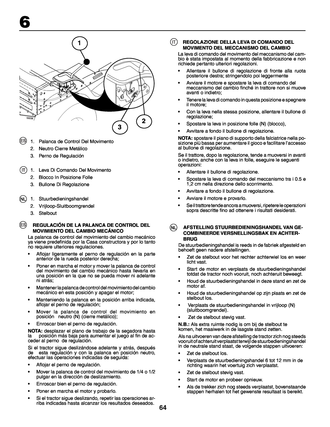 Husqvarna YTH150XP instruction manual 1 2 3, Palanca de Control Del Movimento 