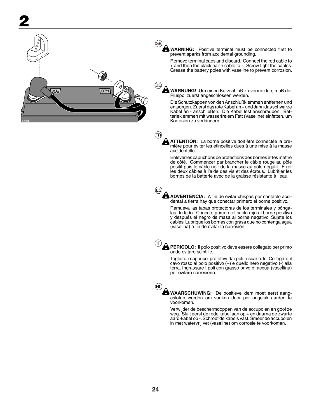 Husqvarna YTH151 instruction manual Remove terminal caps and discard. Connect the red cable to 