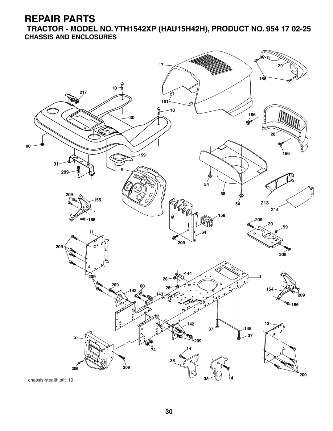 Husqvarna YTH1542XP owner manual Chassis and Enclosures 