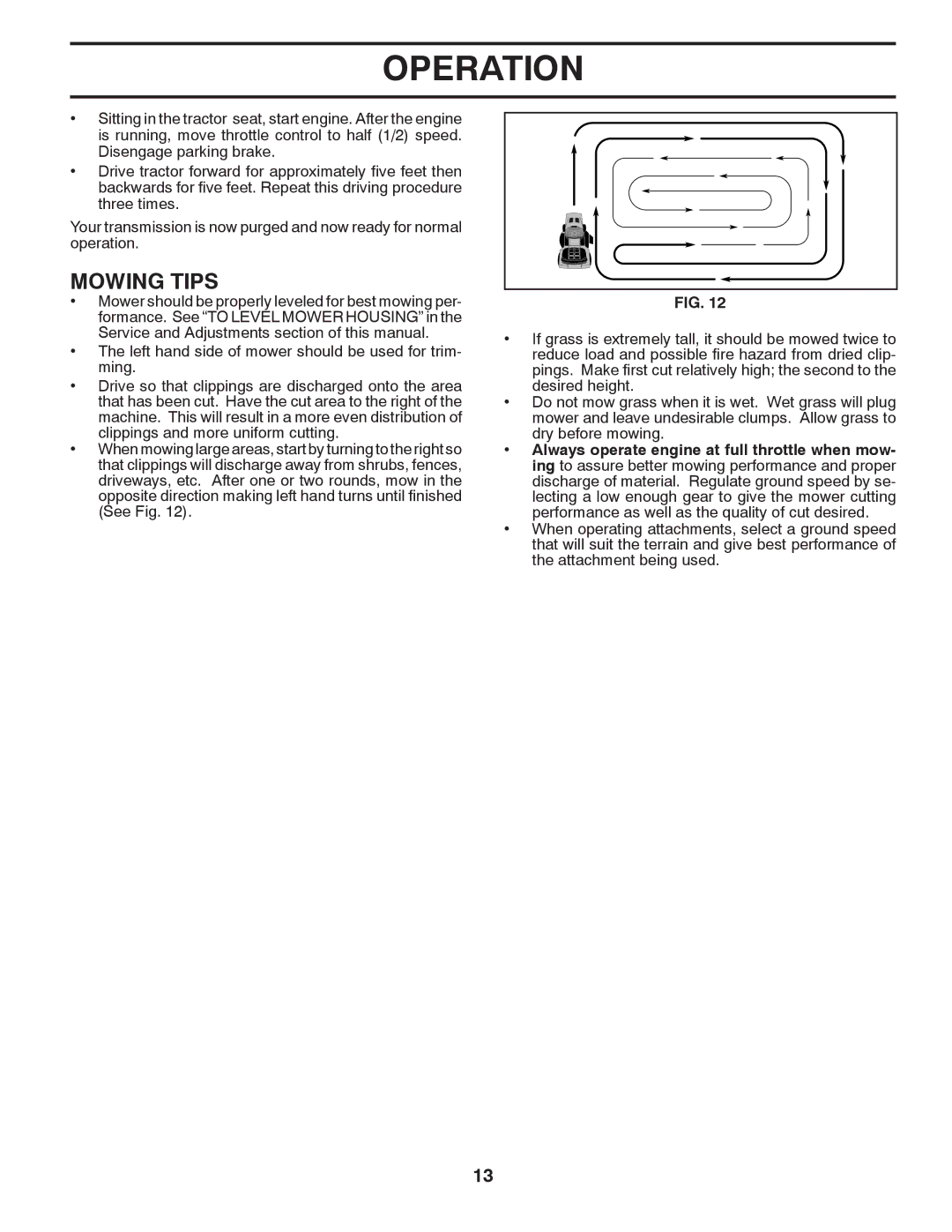 Husqvarna YTH1542XPT owner manual Mowing Tips 