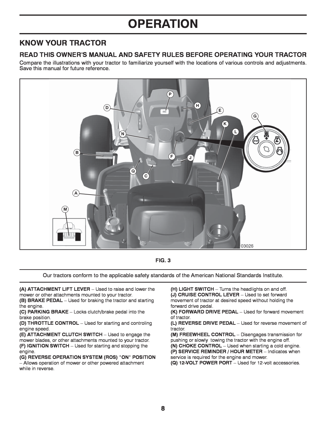 Husqvarna YTH1542XPT owner manual Know Your Tractor, Operation 