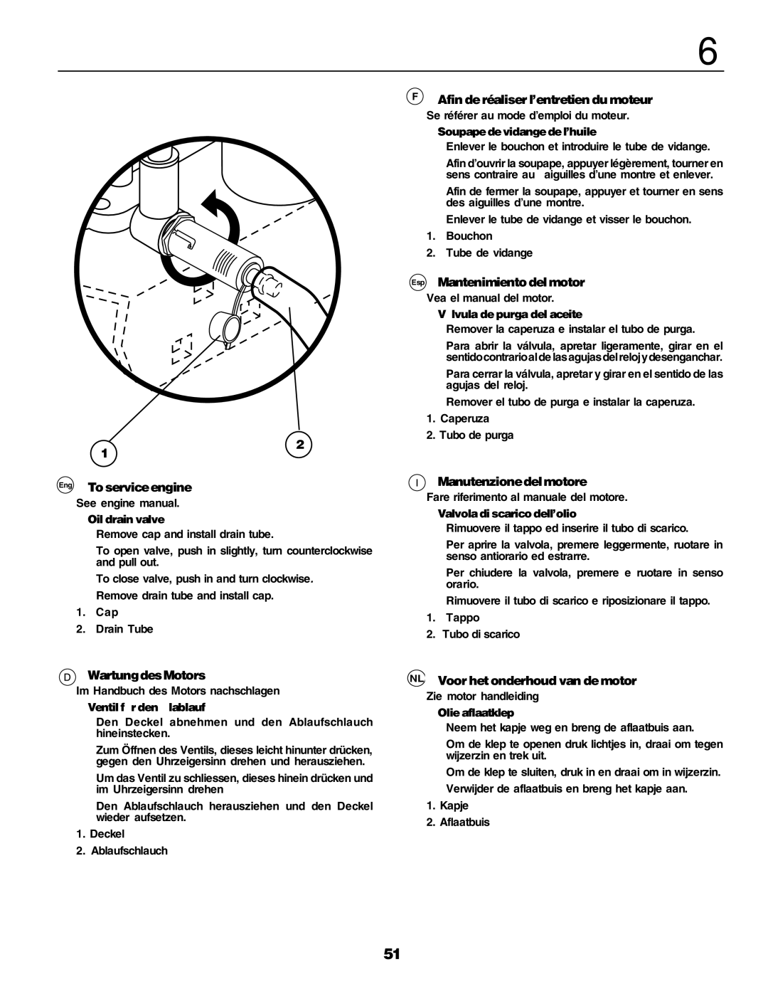 Husqvarna YTH155 instruction manual Afin de réaliser l’entretien du moteur, Esp Mantenimiento del motor, Wartung des Motors 