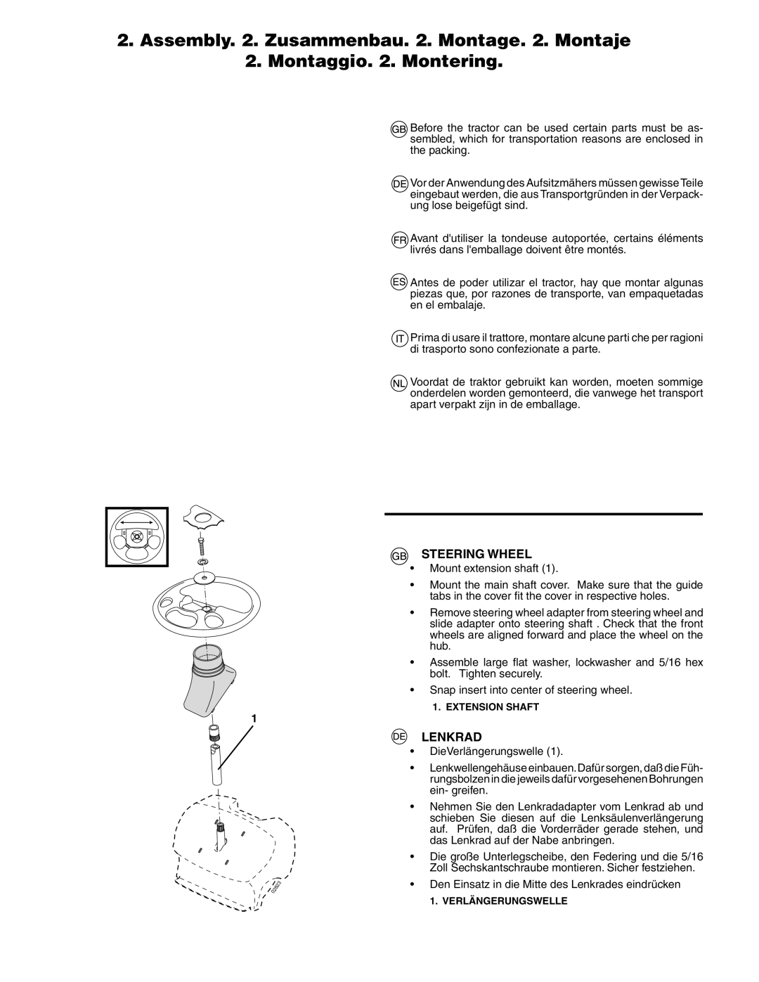 Husqvarna YTH180XP instruction manual Steering Wheel, Lenkrad 