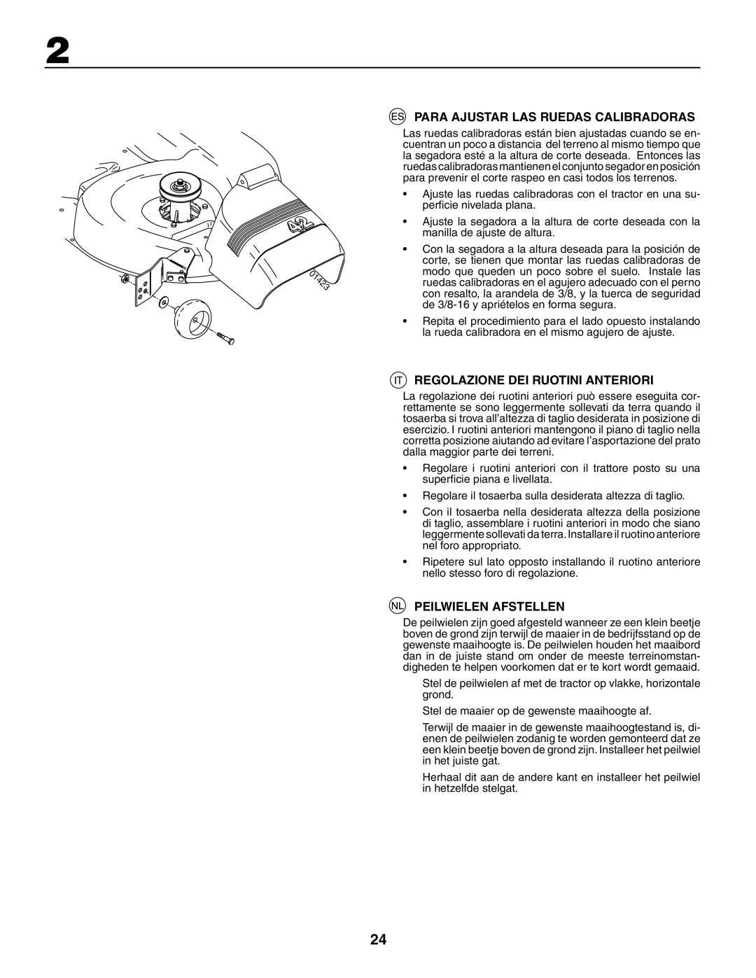 Husqvarna YTH180XP Para Ajustar LAS Ruedas Calibradoras, Regolazione DEI Ruotini Anteriori, Peilwielen Afstellen 