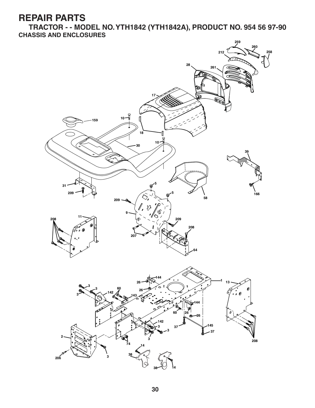 Husqvarna YTH1842 owner manual Chassis and Enclosures 