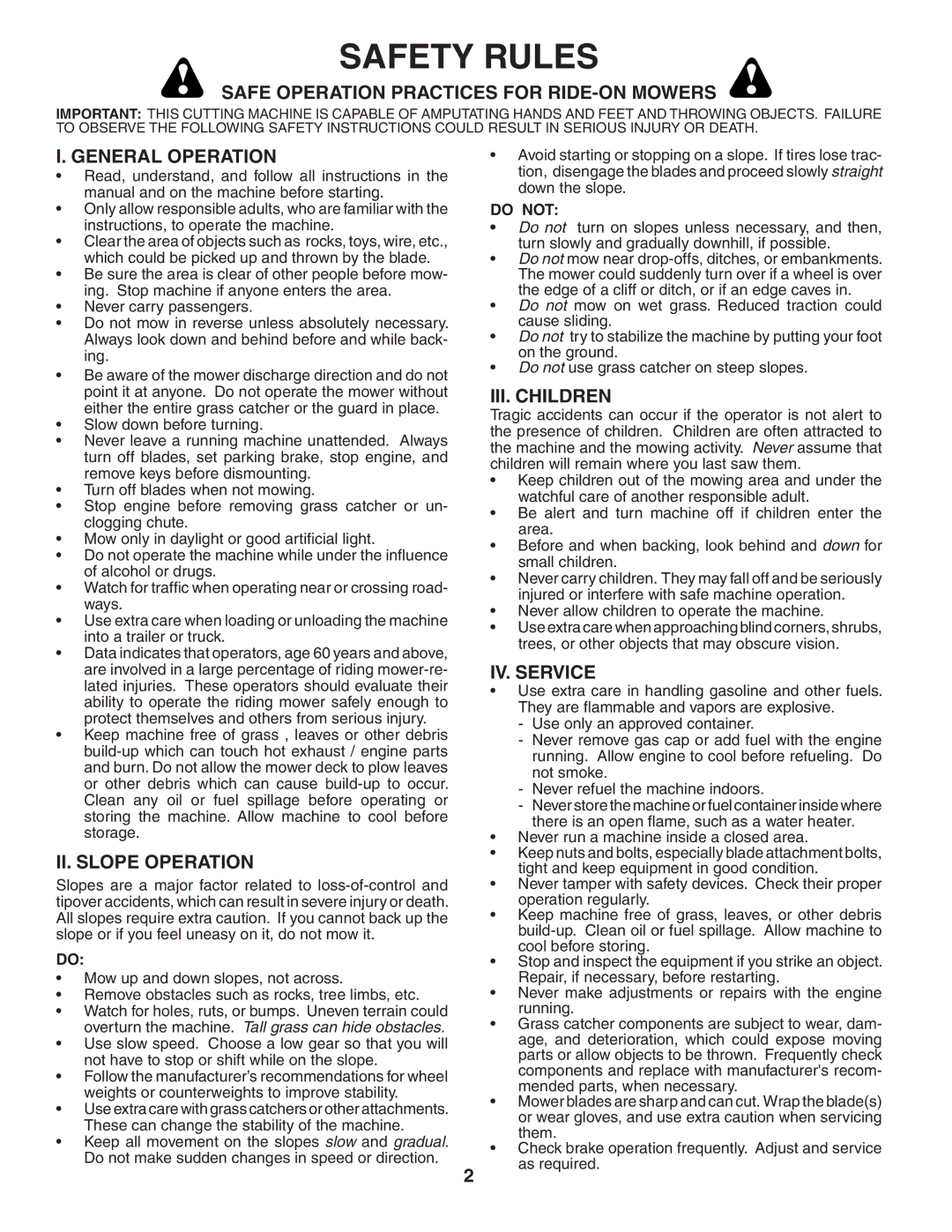 Husqvarna YTH1848XP owner manual Safety Rules 