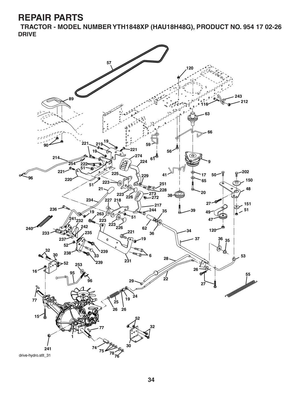 Husqvarna YTH1848XP owner manual Drive 