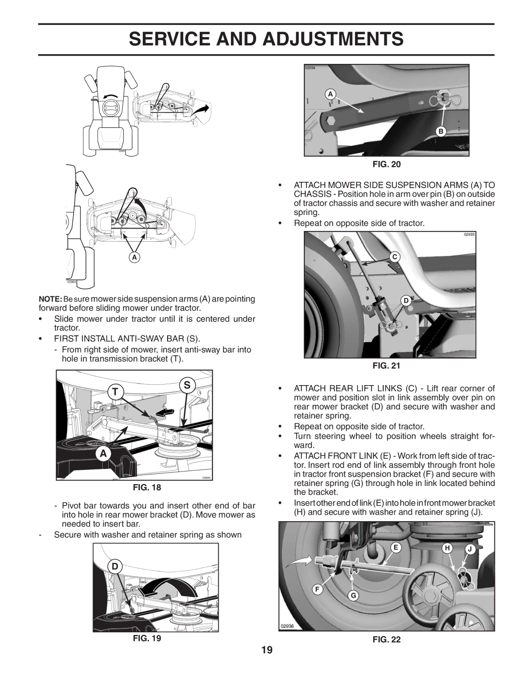 Husqvarna YTH1848XPT owner manual First Install ANTI-SWAY BAR S 