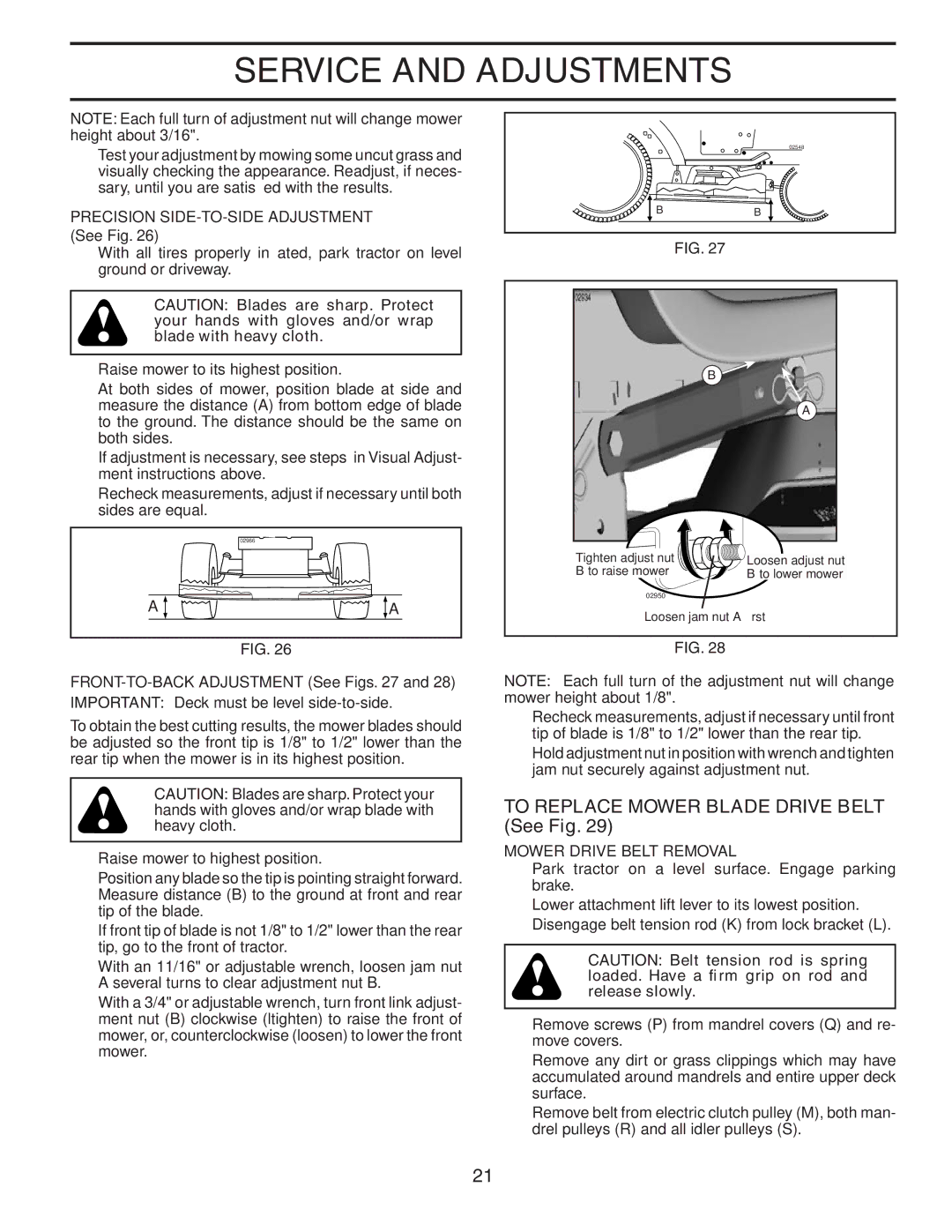 Husqvarna YTH1848XPT owner manual To Replace Mower Blade Drive Belt See Fig, Mower Drive Belt Removal 