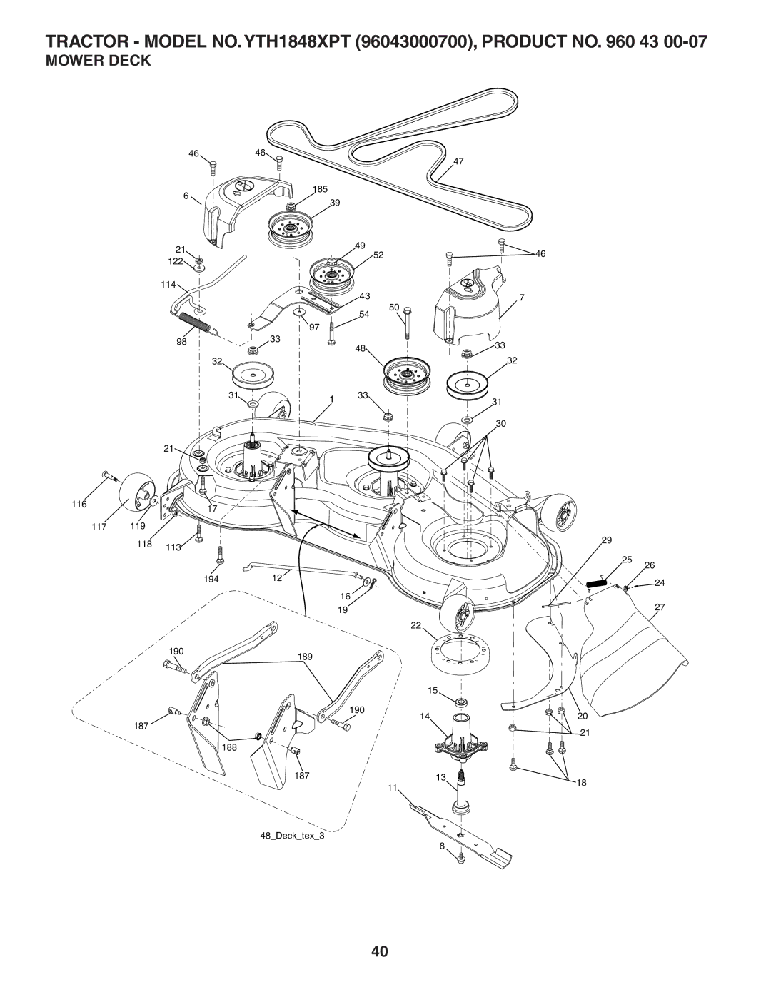 Husqvarna YTH1848XPT owner manual Mower Deck 