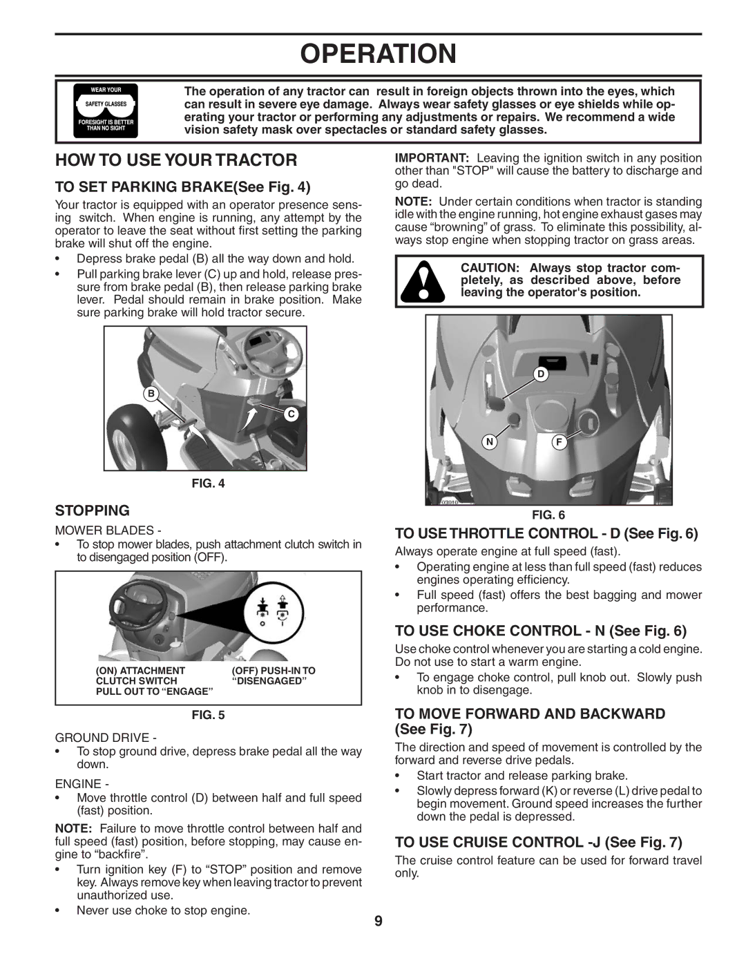 Husqvarna YTH1848XPT owner manual HOW to USE Your Tractor, Stopping 