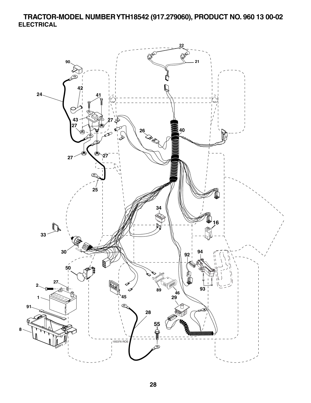 Husqvarna YTH18542 manual Electrical 