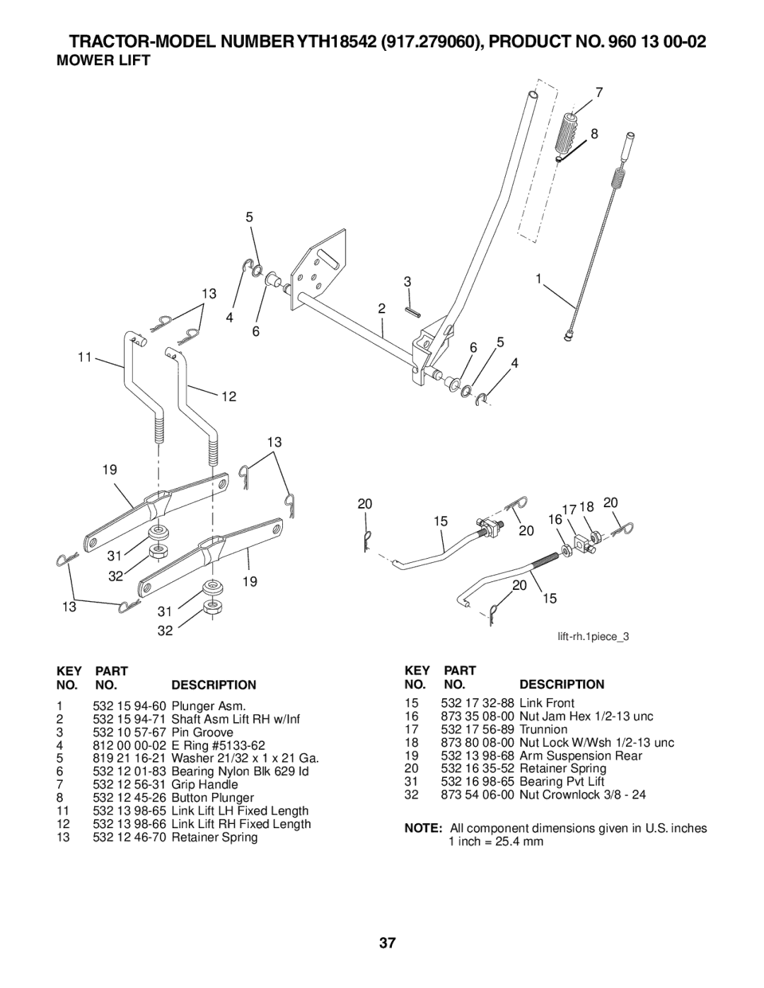 Husqvarna YTH18542 owner manual Mower Lift, 1331 