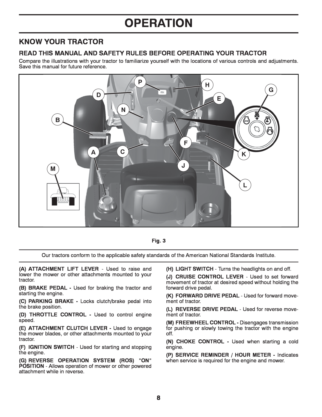 Husqvarna YTH18K46 Know Your Tractor, Read This Manual And Safety Rules Before Operating Your Tractor, Ph G De N 