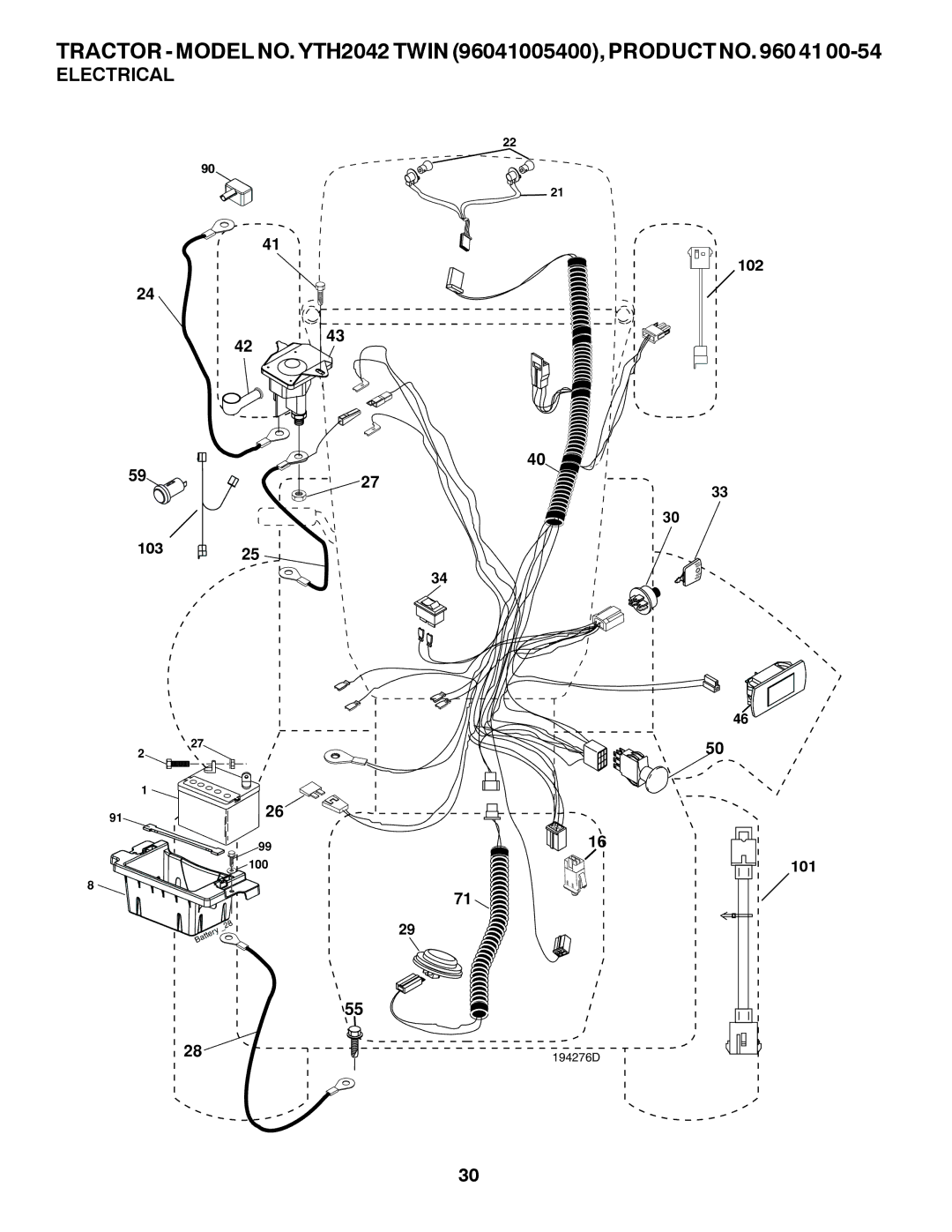 Husqvarna YTH2042 TWIN owner manual Electrical 