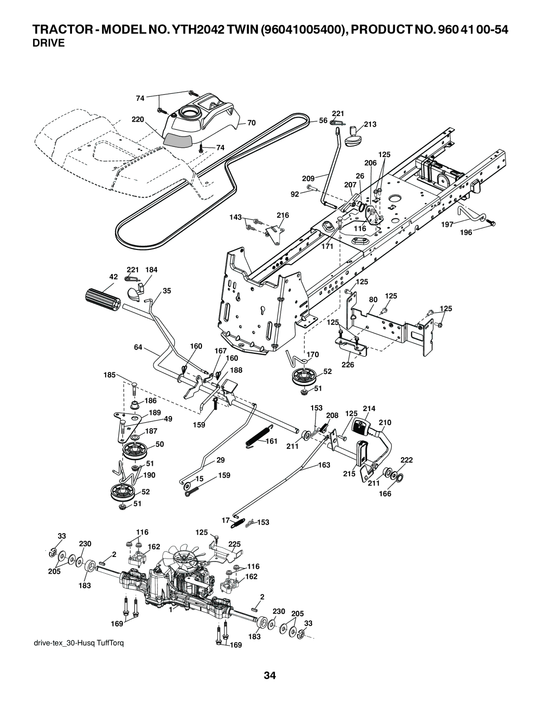 Husqvarna YTH2042 TWIN owner manual Drive 