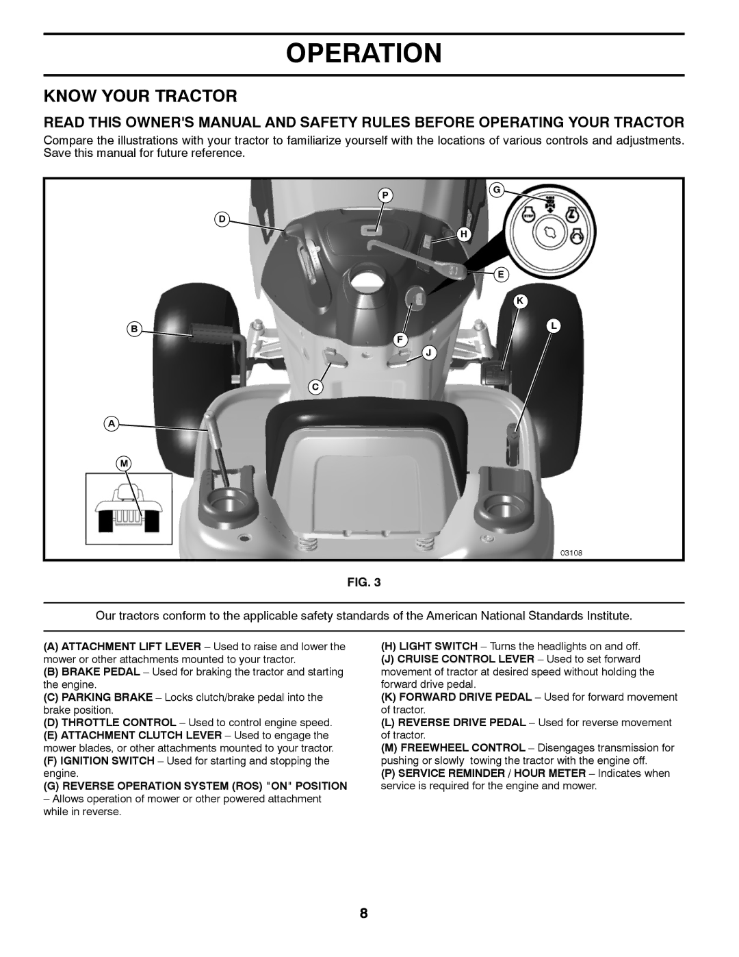 Husqvarna YTH2042 owner manual Know Your Tractor, Reverse Operation System ROS on Position 