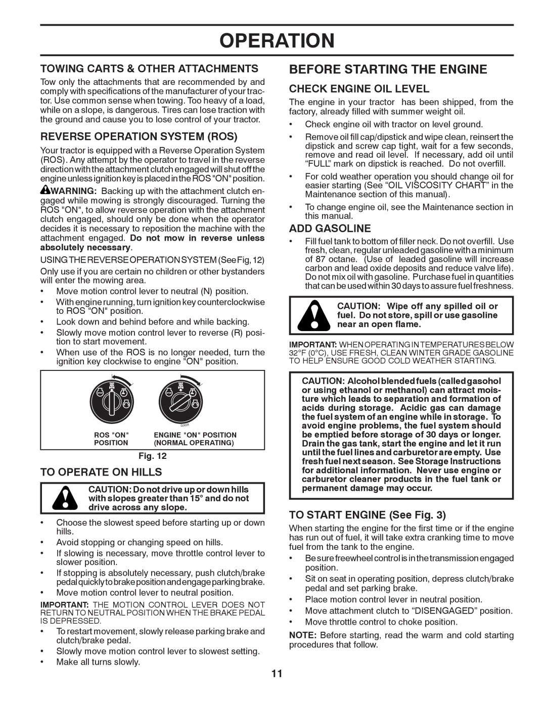 Husqvarna YTH2042 owner manual Before Starting the Engine 