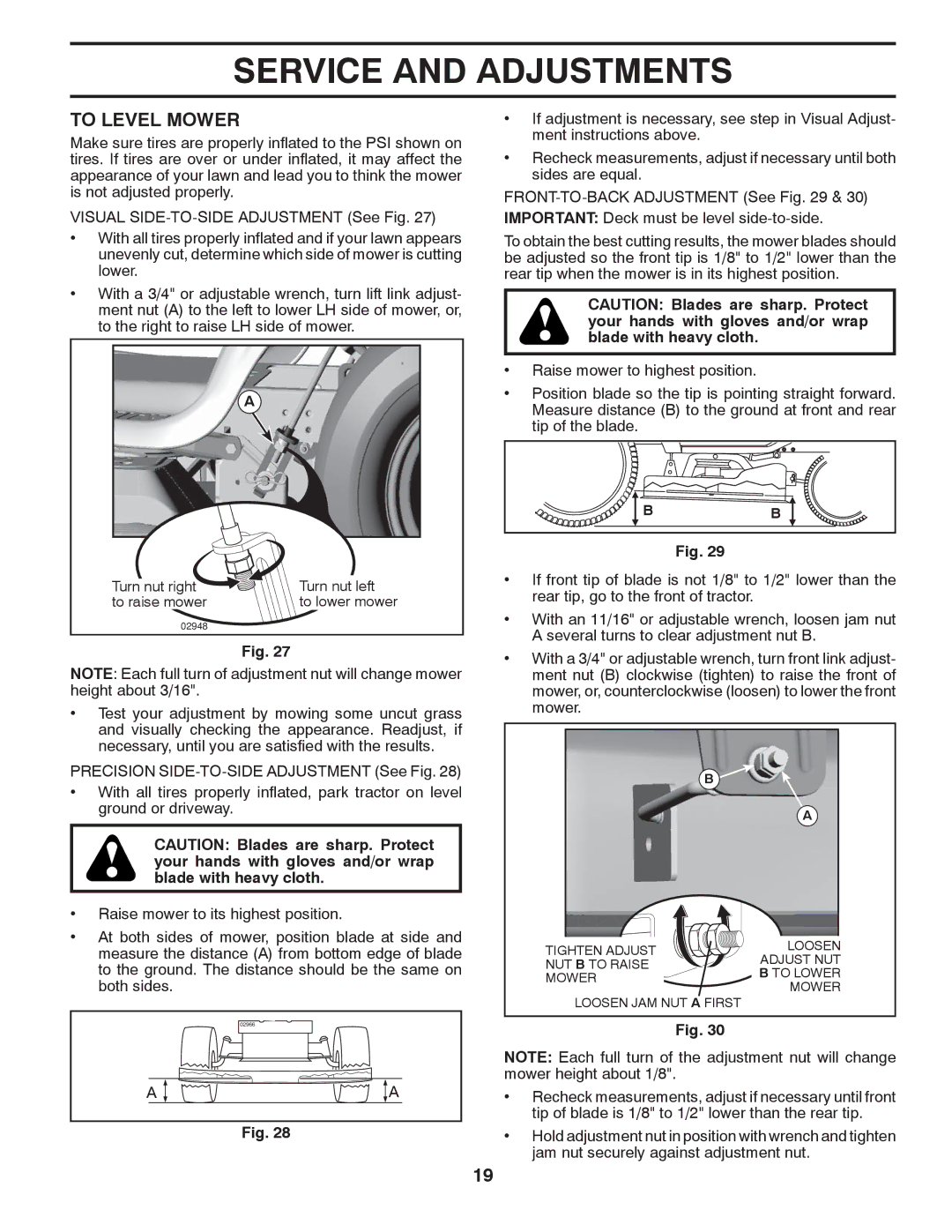 Husqvarna YTH2042 owner manual To Level Mower 