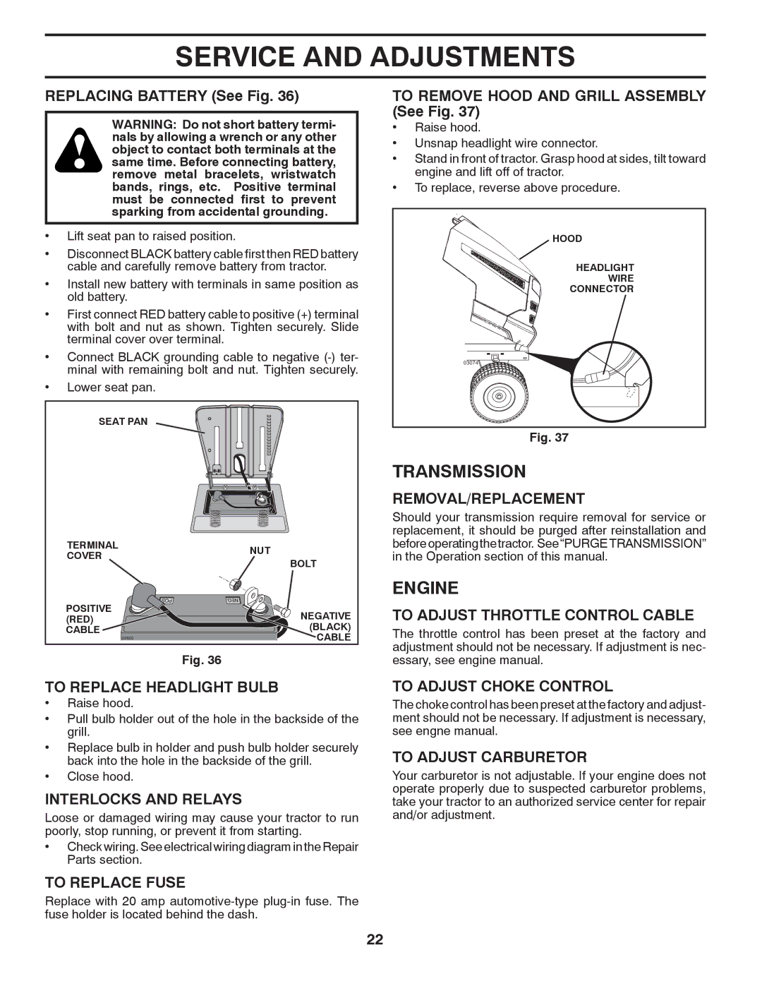 Husqvarna YTH2042 owner manual Transmission 