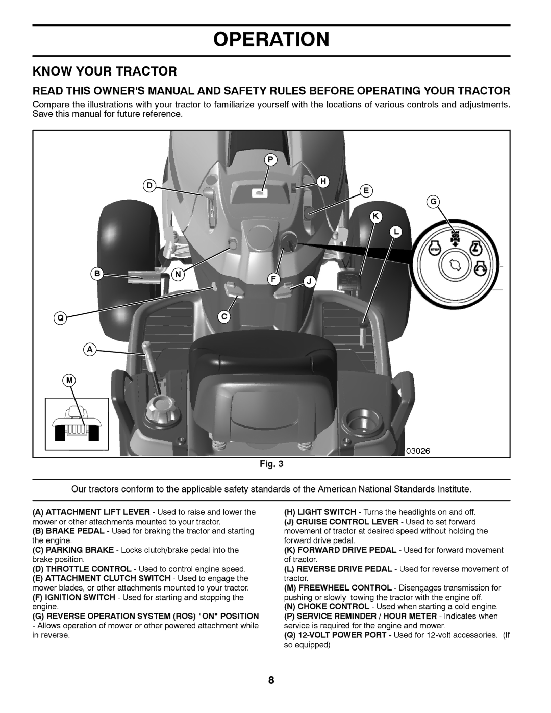 Husqvarna YTH2042TD manual Know Your Tractor, Cruise Control Lever Used to set forward 