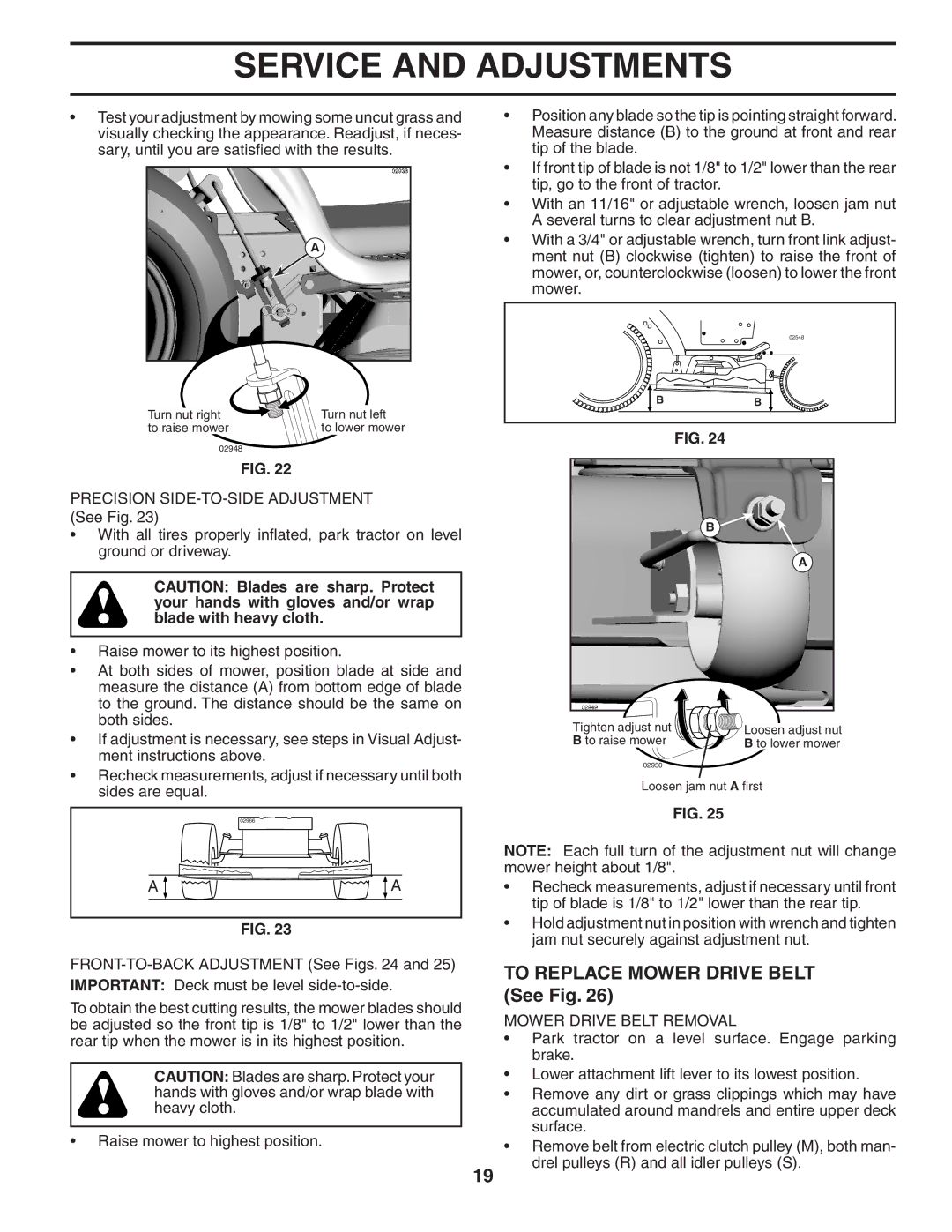 Husqvarna YTH2042XP owner manual To Replace Mower Drive Belt See Fig, Mower Drive Belt Removal 