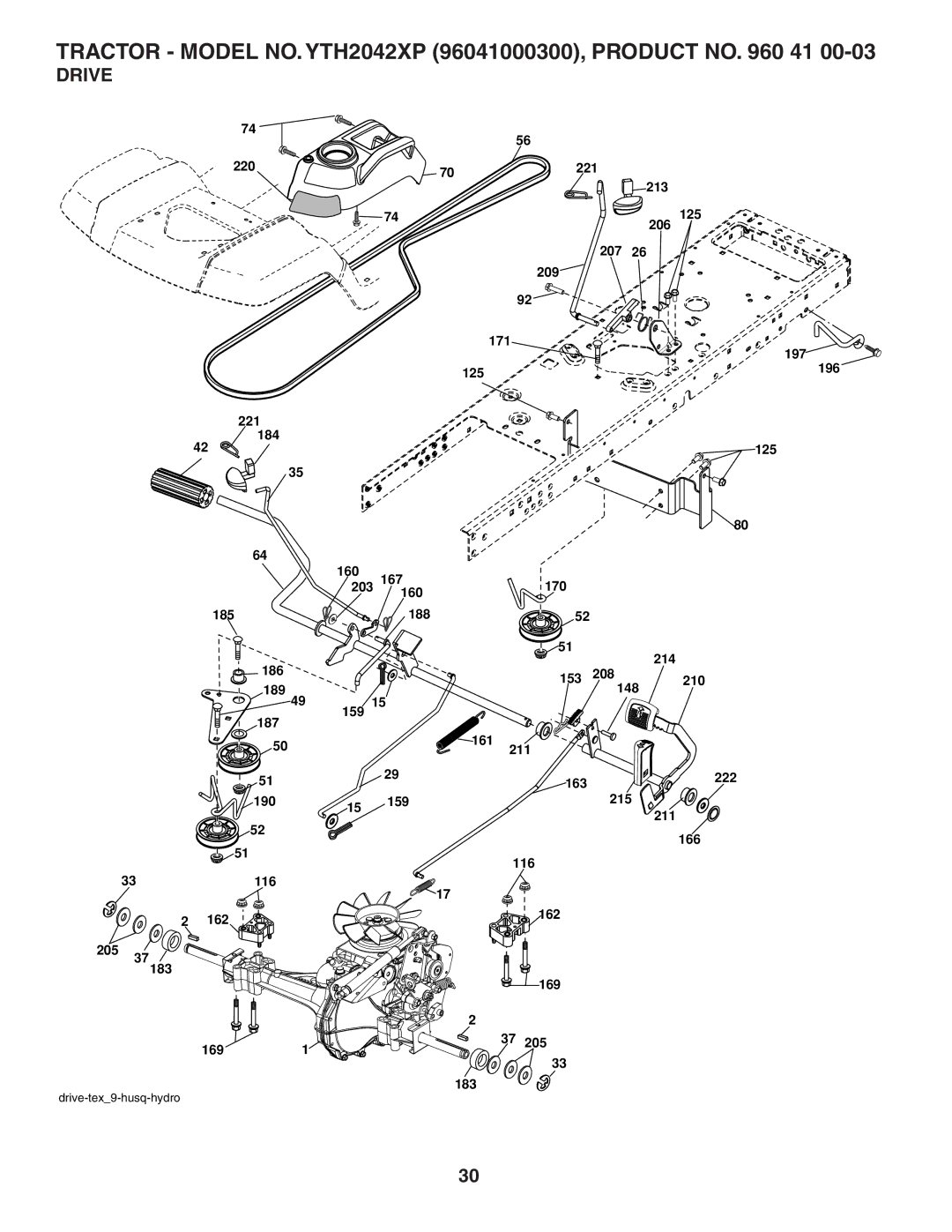 Husqvarna YTH2042XP owner manual Drive 