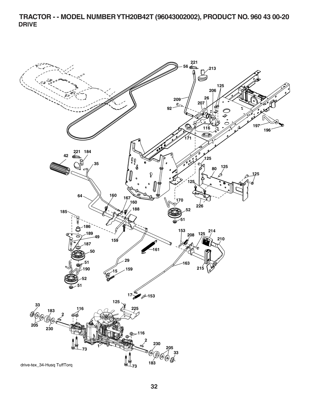 Husqvarna YTH20B42T owner manual Drive 